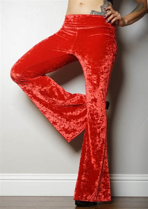 velvet bell bottom trousers|red velvet bell bottoms.